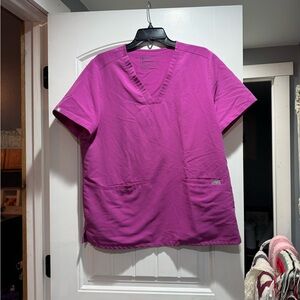 Figs Catarina One Pocket Scrub Top in Bright Pink/Purple